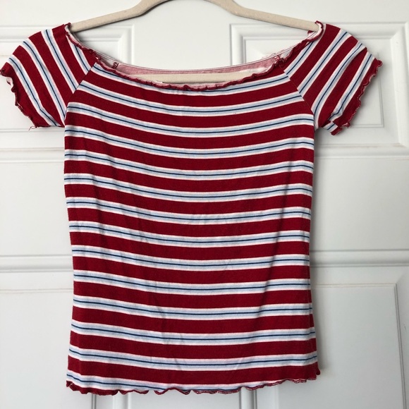 Pacsun Stripped Off The Shoulder Top - Picture 1 of 4